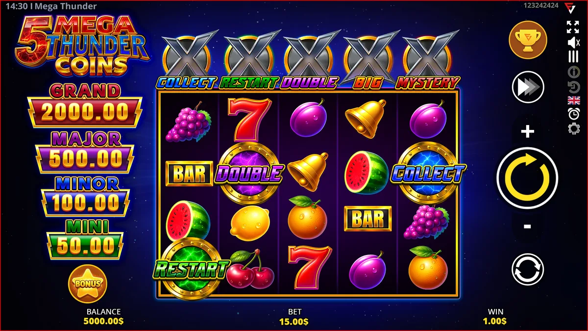 5 Mega Thunder Coins gameplay preview